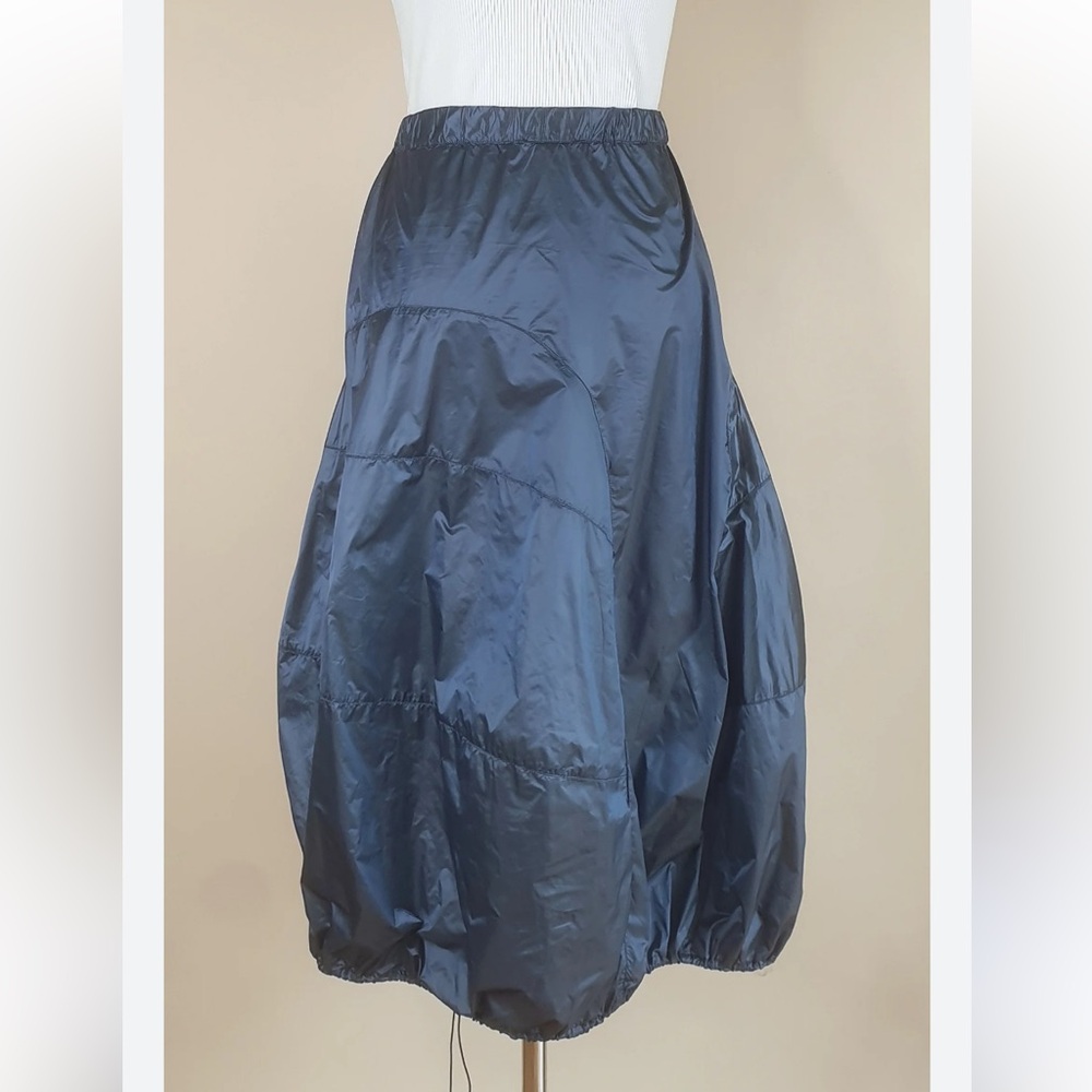 Women's Navy Balloon Midi Skirt - Picture 2 of 11